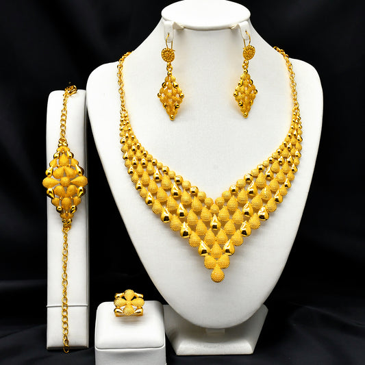Arabic Bridal Jewelry Set | Includes Headpiece, Necklace, Earrings, Bracelet, and Ring|s-224