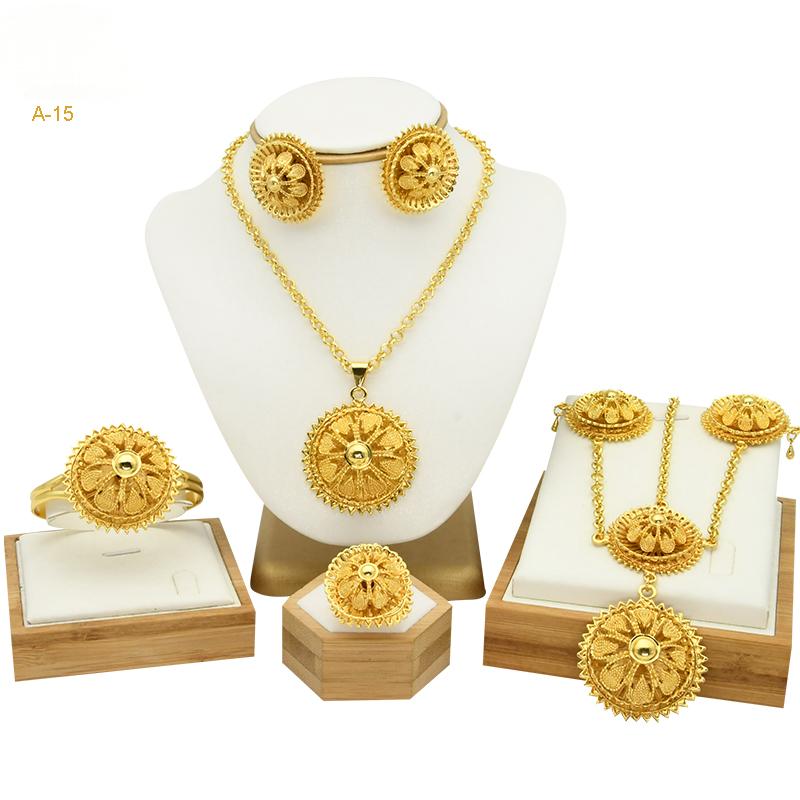 Golden Carved Jewelry Set | Perfect for Gifting and Festive Wear|a-15