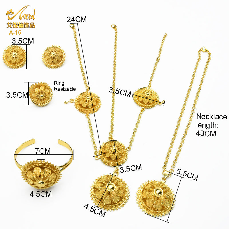 Golden Carved Jewelry Set | Perfect for Gifting and Festive Wear|a-15