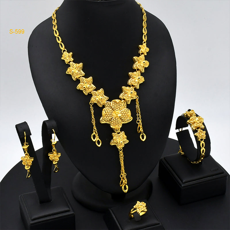 Jewelry Set for Middle Eastern Weddings | Traditional Women’s Jewelry | Includes Earrings, Ring, Necklace, Bracelet|s-599