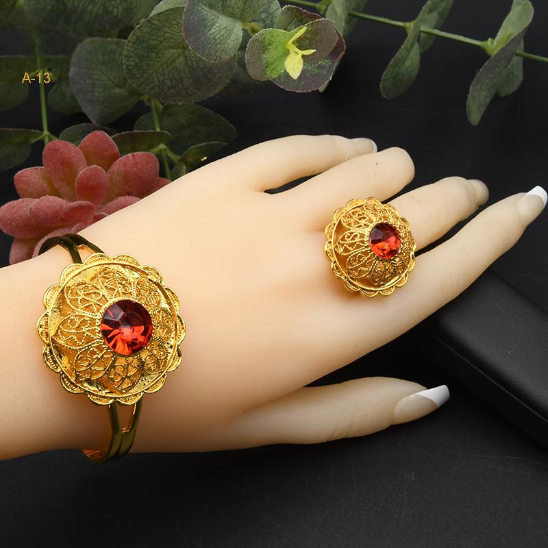 Middle Eastern Women’s 4-Piece Jewelry Set | Necklace, Earrings, Bracelet, Ring|a-13