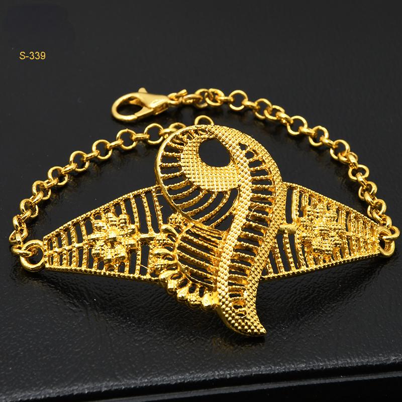 Traditional Muslim Wedding Jewelry | Golden Embossed Ethnic 4-Piece Set|s-339