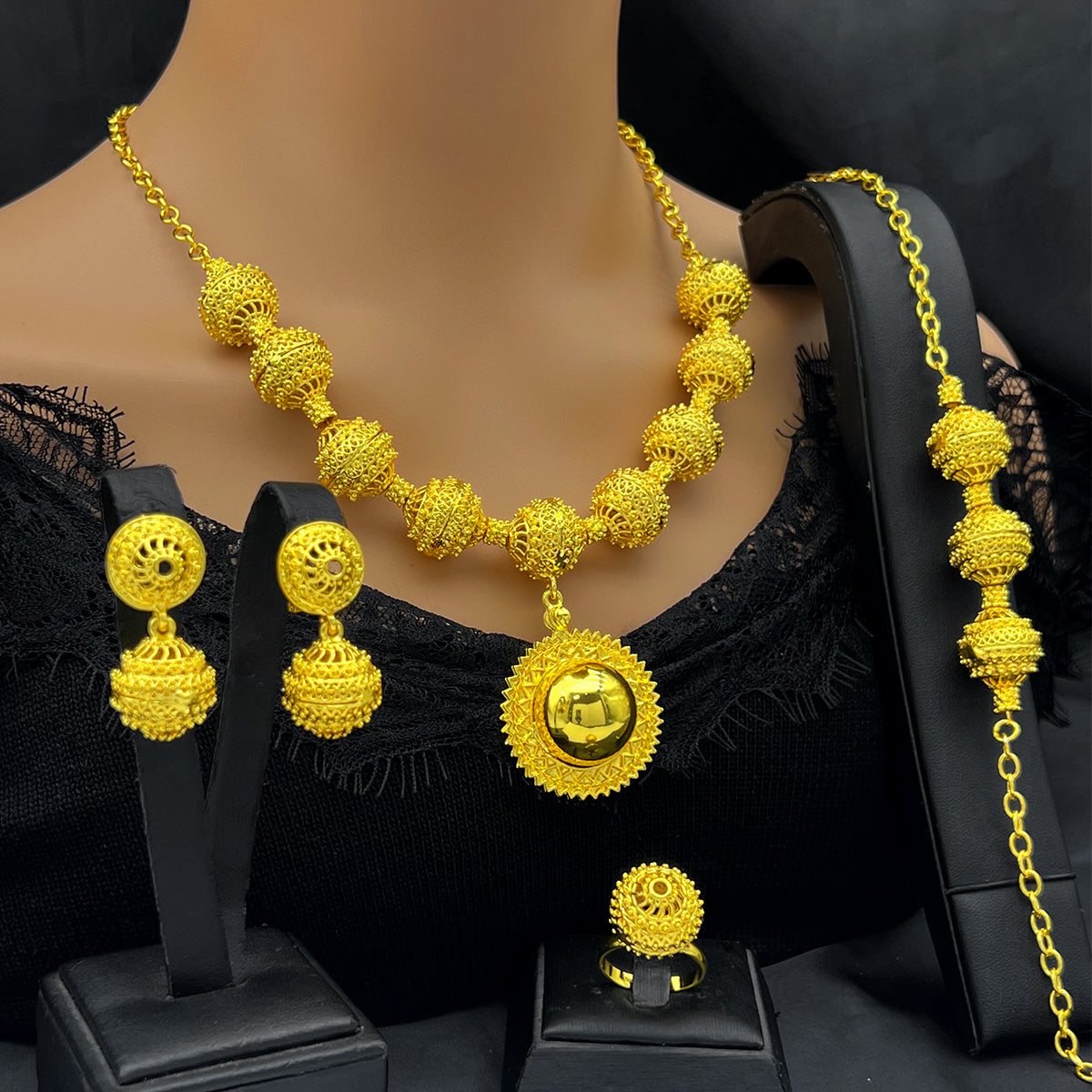 Essential Bridal Jewelry for Middle Eastern Weddings | Ethnic Set with Headpiece|s-765