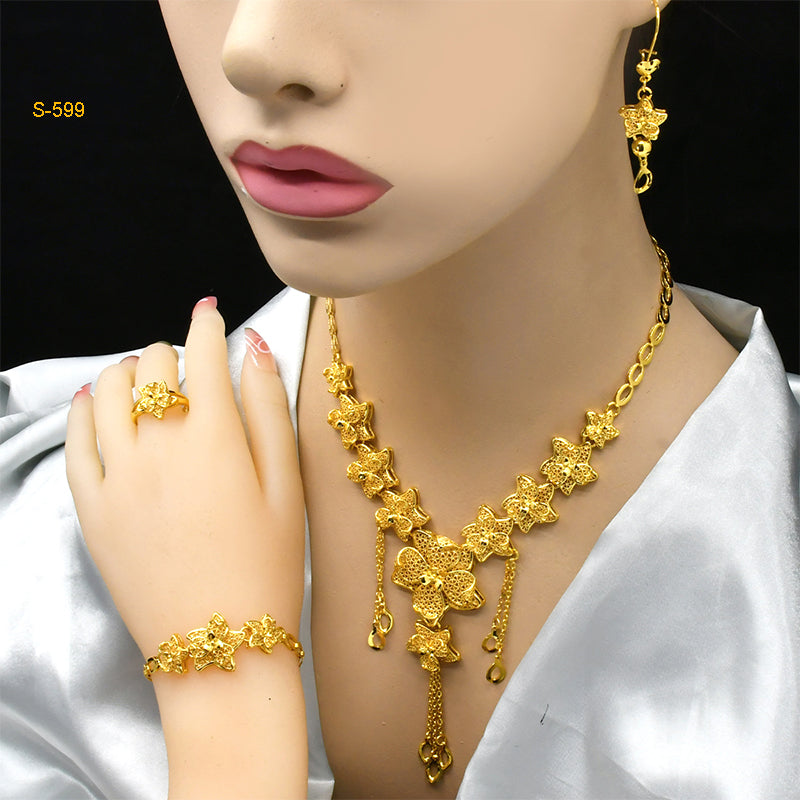 Jewelry Set for Middle Eastern Weddings | Traditional Women’s Jewelry | Includes Earrings, Ring, Necklace, Bracelet|s-599