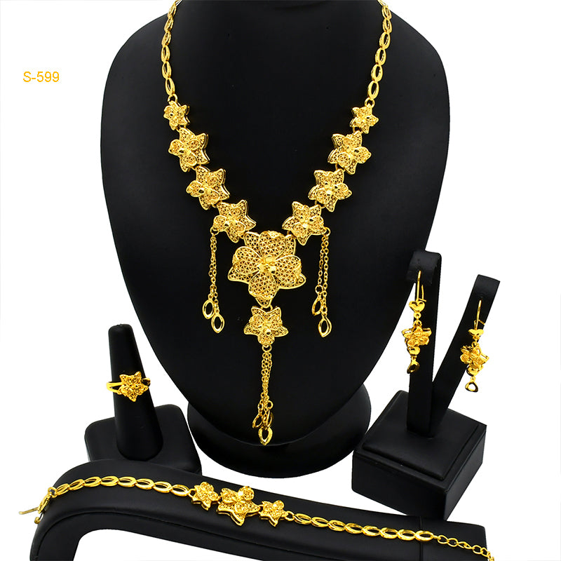 Jewelry Set for Middle Eastern Weddings | Traditional Women’s Jewelry | Includes Earrings, Ring, Necklace, Bracelet|s-599