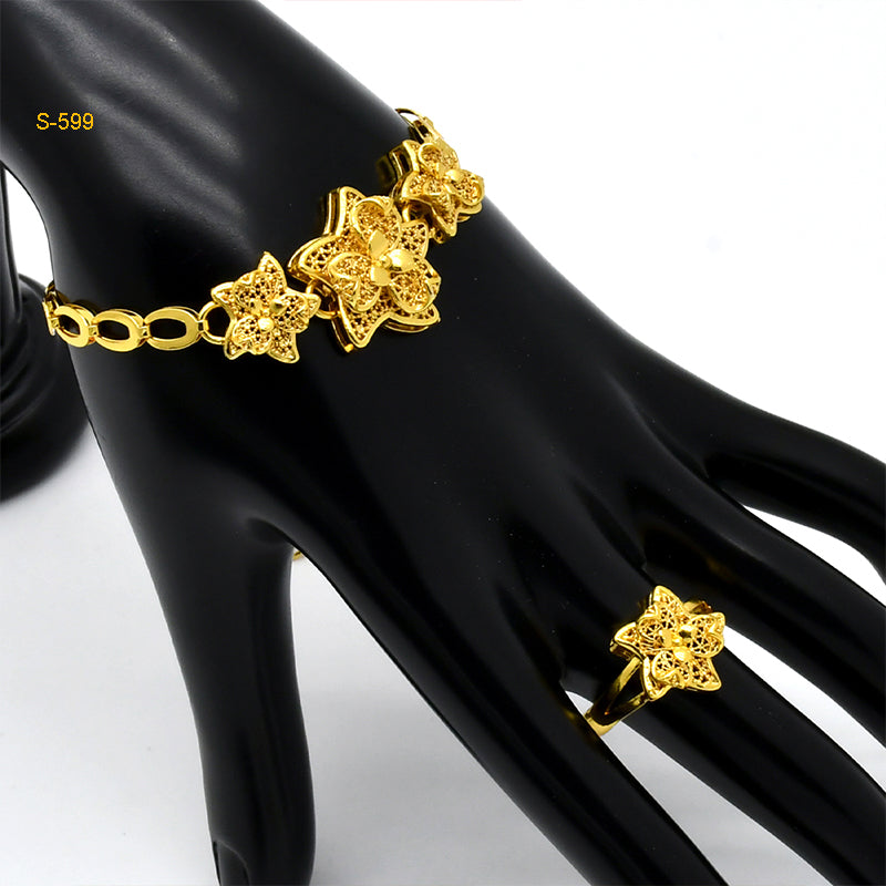 Jewelry Set for Middle Eastern Weddings | Traditional Women’s Jewelry | Includes Earrings, Ring, Necklace, Bracelet|s-599