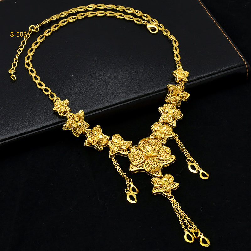 Jewelry Set for Middle Eastern Weddings | Traditional Women’s Jewelry | Includes Earrings, Ring, Necklace, Bracelet|s-599