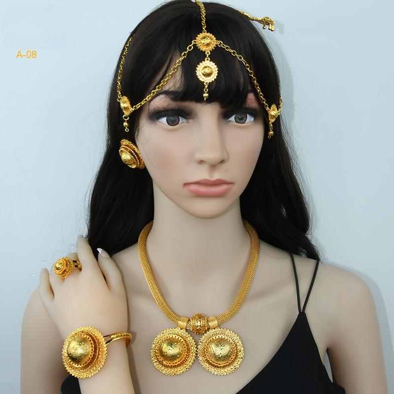 Dubai Style Bridal Jewelry | High-Saturation Gold Set | Perfect for Weddings and Gifts|a-08
