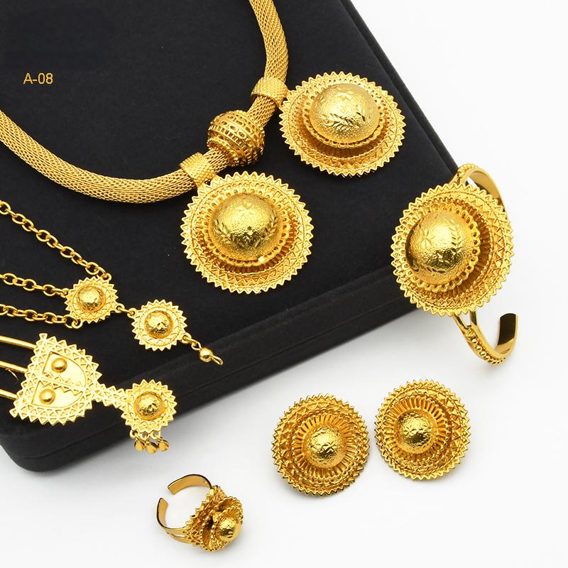 Dubai Style Bridal Jewelry | High-Saturation Gold Set | Perfect for Weddings and Gifts|a-08