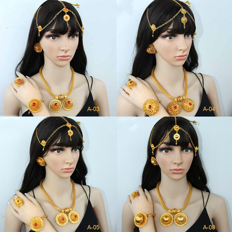 Dubai Style Bridal Jewelry | High-Saturation Gold Set | Perfect for Weddings and Gifts|a-08