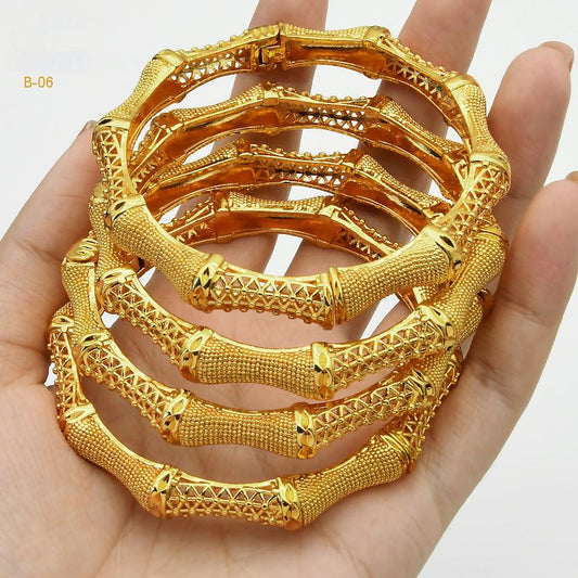 Traditional Muslim Jewelry | Luxurious Carved Golden ｜b-02
