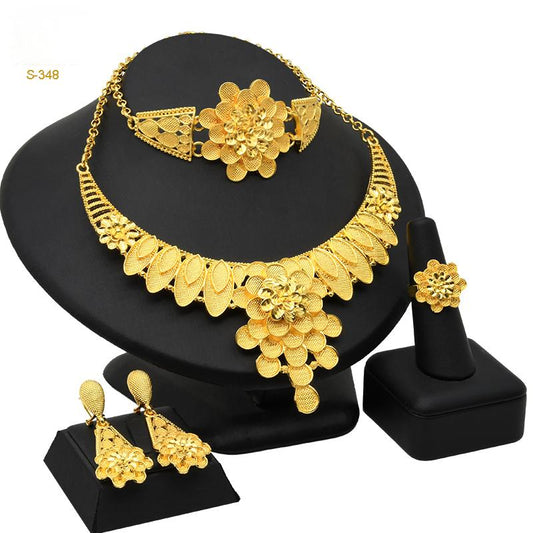 High-End Custom Gold Jewelry Set | Designed for Middle Eastern Market | Wedding/Festival Use｜s-348