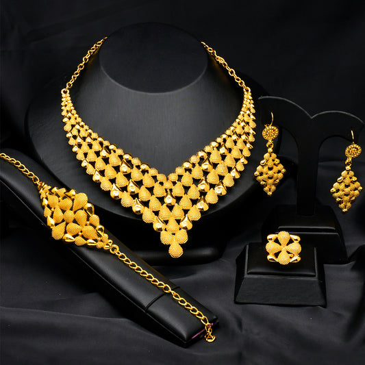 Arabic Bridal Jewelry Set | Includes Headpiece, Necklace, Earrings, Bracelet, and Ring｜s-224