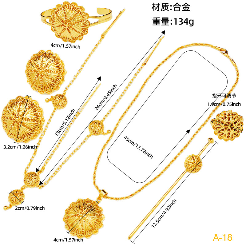 High-Saturation Gold Jewelry | Ideal for Weddings and Festivals | Middle Eastern Style for Women｜a-18