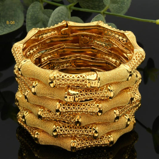 Middle Eastern Gold Bridal Jewelry | 4-Piece Wedding Celebration Set | Necklace, Earrings, Ring, Braceletb-06