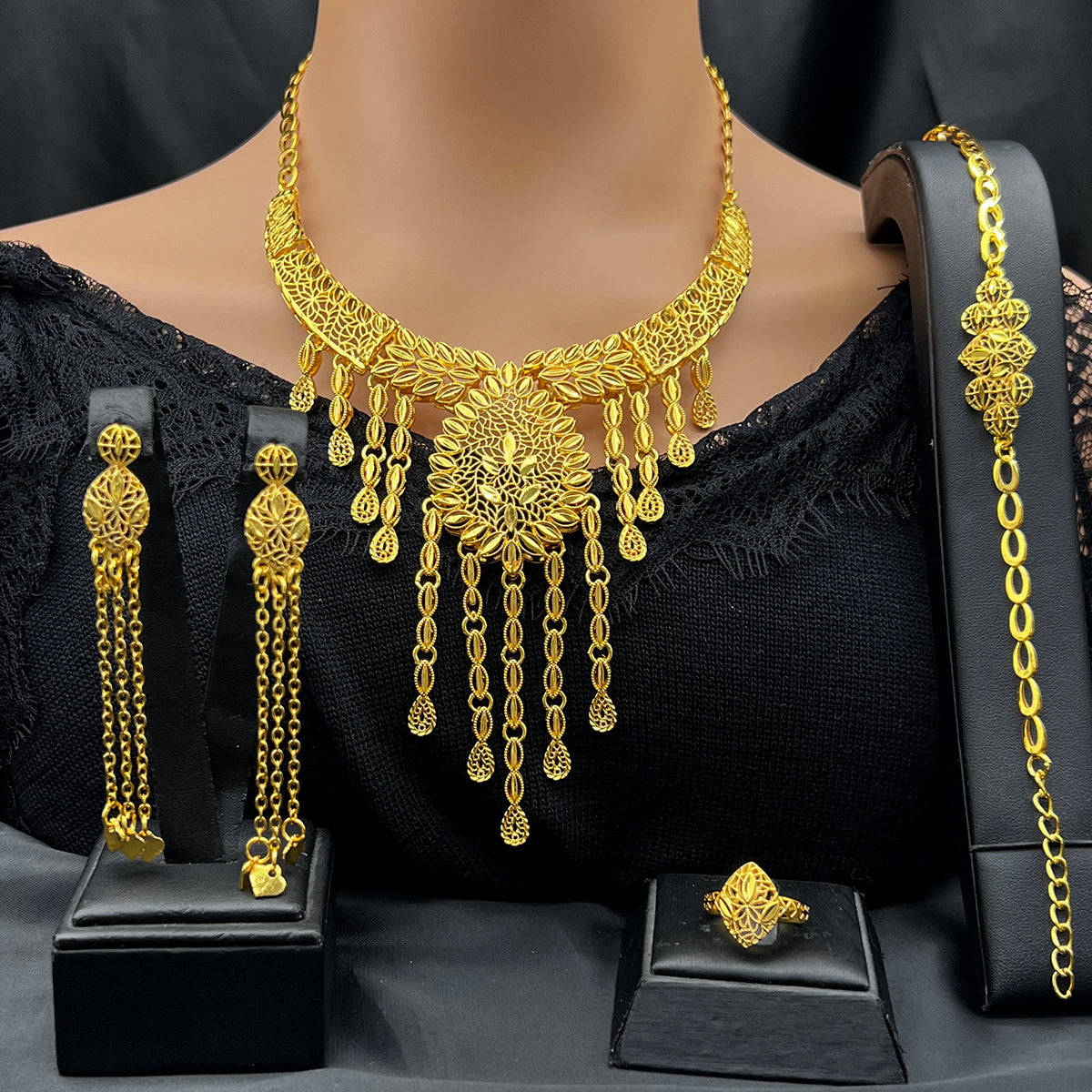 Islamic Cultural Style Jewelry | Ideal for Festivals and Ceremonies | 4-Piece Set｜s771