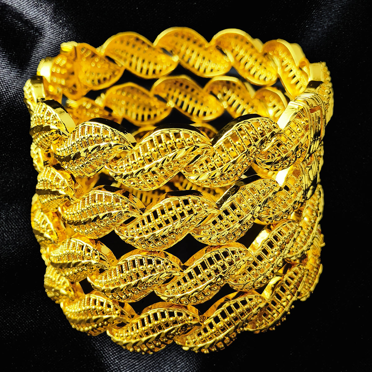 Vintage Carved Gold Jewelry | Dubai Bridal Wedding Set | Complete Ethnic Accessories｜b-613