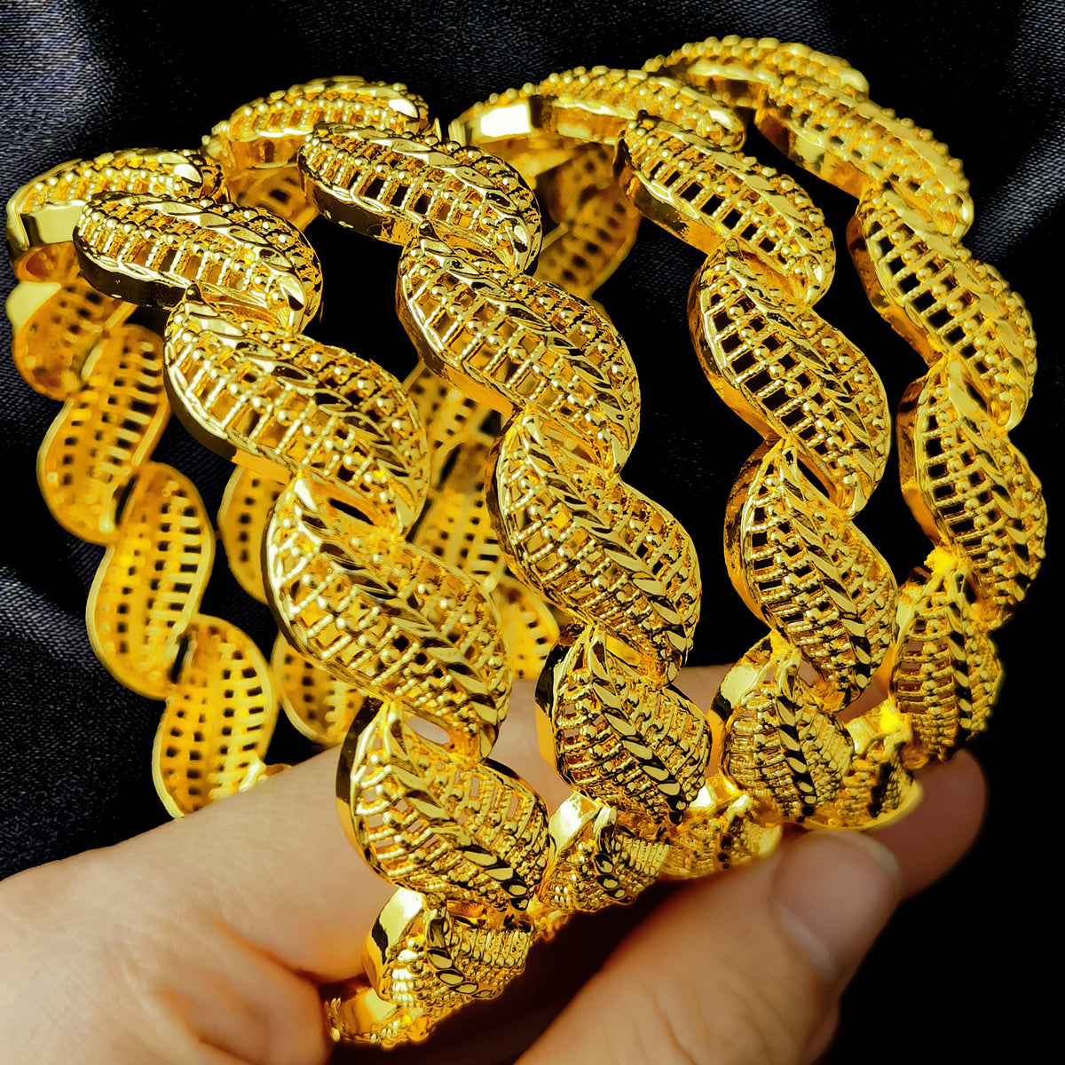 Vintage Carved Gold Jewelry | Dubai Bridal Wedding Set | Complete Ethnic Accessories｜b-613