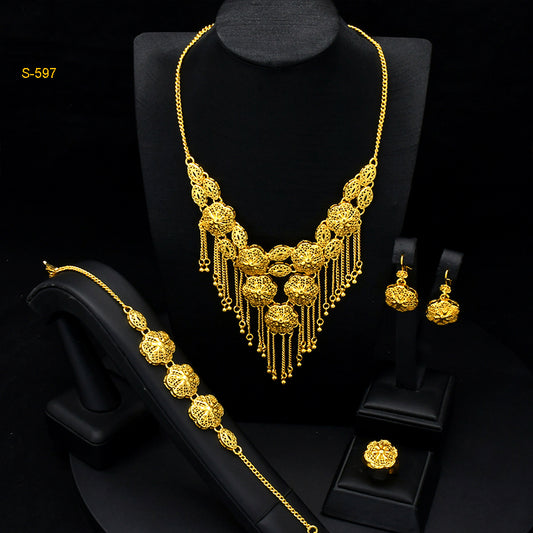 Dubai Luxury Wedding Jewelry | 4-Piece Set for Women | Strong Cultural Style｜s-597