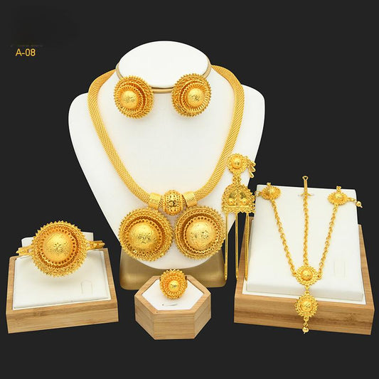 Dubai Style Bridal Jewelry | High-Saturation Gold Set | Perfect for Weddings and Gifts｜a-08